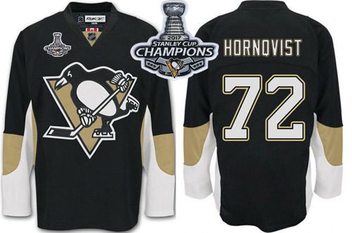 Penguins #72 Patric Hornqvist Black Home Stanley Cup Finals Champions Stitched NHL Jersey
